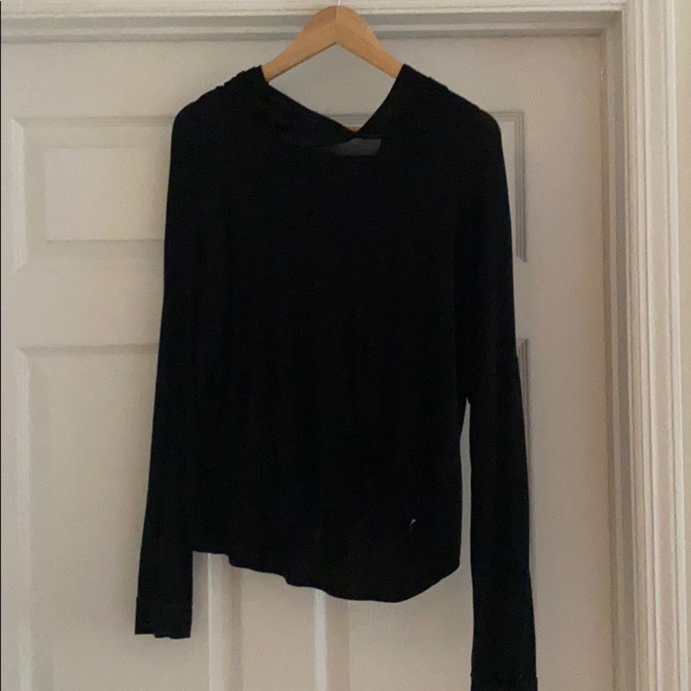 Cyclebar Black cotton long sleeve shirt with hood
